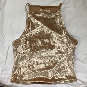 hollister gold velvet crop top